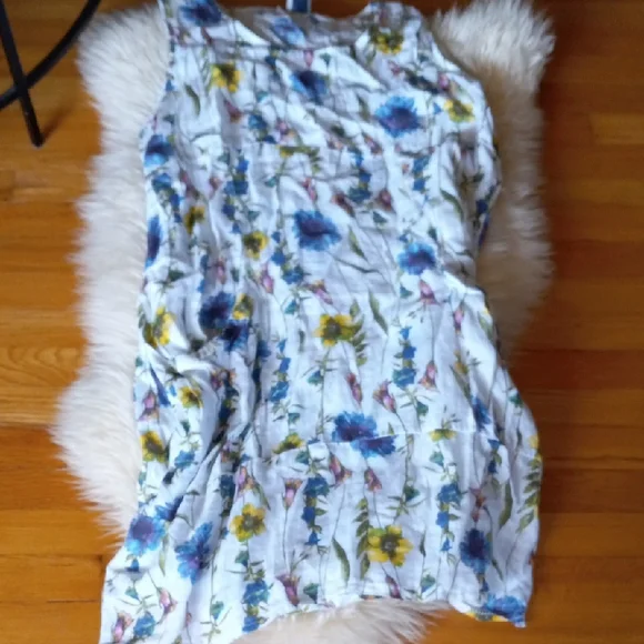 Italian Floral Linen Dress sz L - Picture 2 of 7